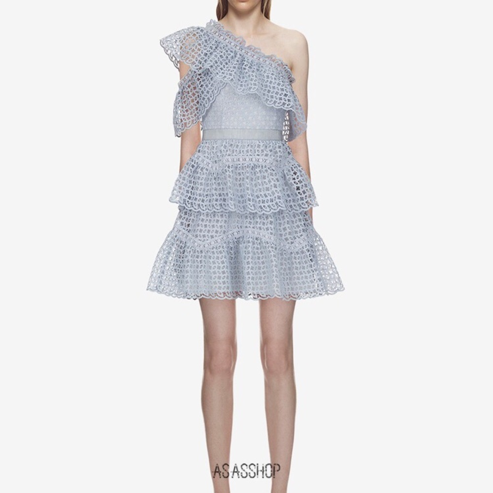 Self Portrait One shoulder lace dress